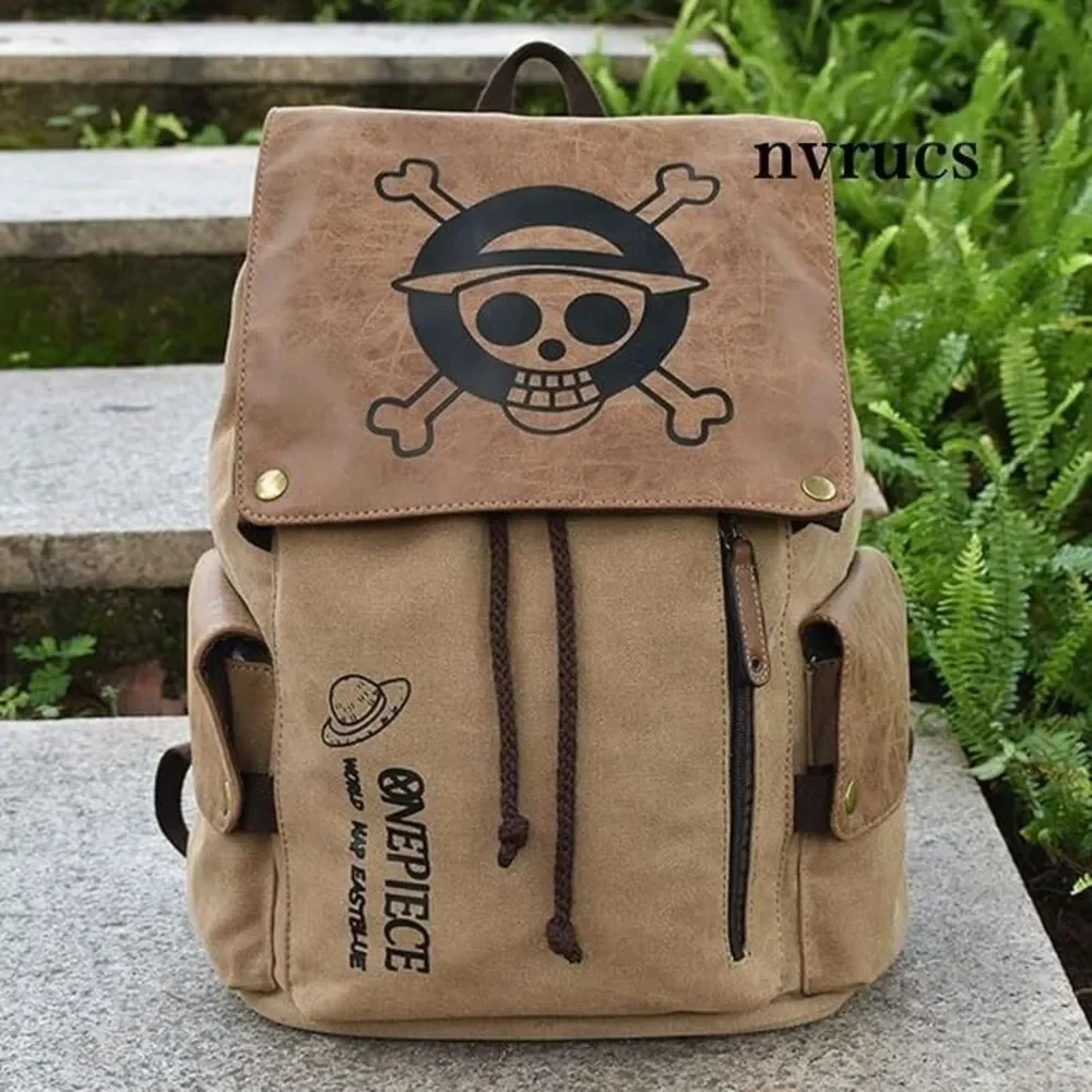 One Piece Straw Hat Crew Monkey D Luffy Japanese Anime Manga Canvas Backpack